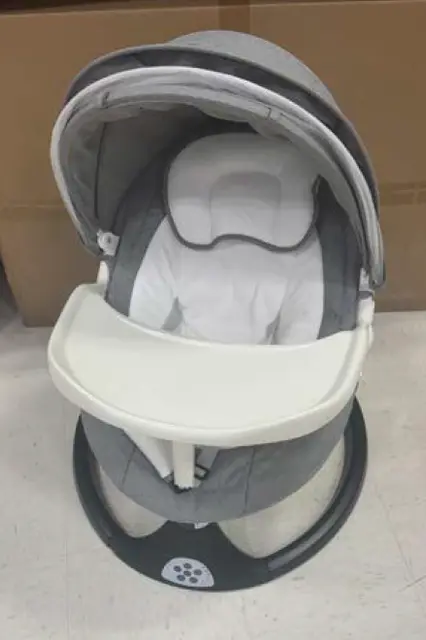 ZRWD Infant Swings Recalled Due to Risk of Serious Injury or Death from Suffocation Hazard; Multiple Federal Safety Violations; Sold Exclusively on Amazon.com by ZRWD: Recalled ZRWD Infant Swing with Gray and White Fabric and Black Base, photo 1 of 4
