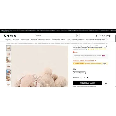 Peluche lapin Lop Jimny mignon de 35 cm - Plush toy, photo 3 of 4