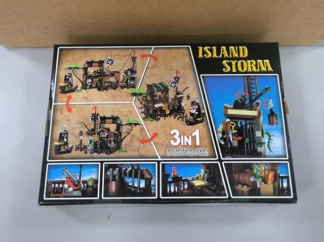 Cubimana Island Storm 3 In 1 Building Sets Recalled Due to Risk of Serious Injury or Death from Battery Ingestion; Violates Mandatory Standard for Toys; Sold on Amazon by RBS Toys: Recalled Cubimana Pirate Ship Building Set box (back), photo 2 of 4