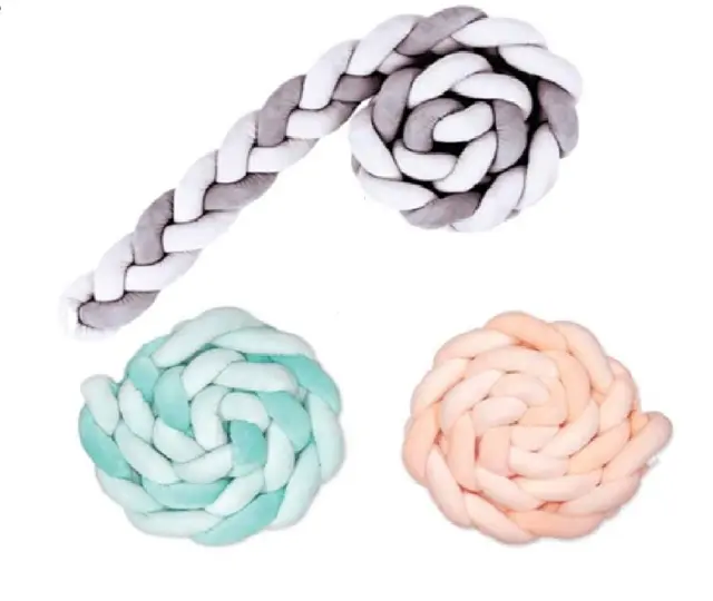 The Kalencom Corporation Recalls SARO Braided Crib Bumpers Due to Risk of Serious Injury or Death from Suffocation; Violates Federal Crib Bumper Ban: Recalled SARO Braided Crib Bumpers in gray, mint and salmon, photo 1 of 2