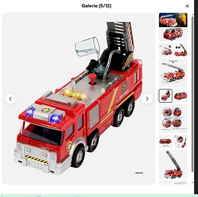 Camion de pompiers avec échelle pompier, grand modèle, jouet, camion d'arrosage, photo 3 of 4
