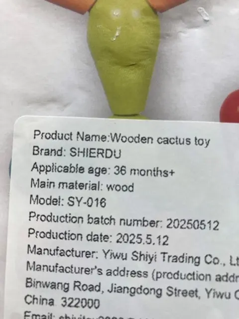 Shierdu Children's Toys Recalled Due to Risk of Serious Injury or Death from Choking Hazard; Violates the Small Parts Ban; Sold on Amazon by Yiwu Shiyi Trading: "SHIERDU" and model number "SY-016" are printed on the label located on the product's packaging, photo 3 of 3