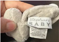 CBC Group Recalls Stephan Baby Boo Bunnie and Friends Children's Toys Due to Risk of Serious Injury from Choking and Laceration Hazards: "Stephan BABY" is printed on a sewn-in label of the recalled toys' cube, photo 3 of 3