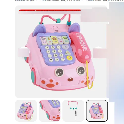 Téléphone Jouet à Piles Ordinaire Téléphone Moyen Téléphone Bébé Jouet Rose, photo 1 of 4