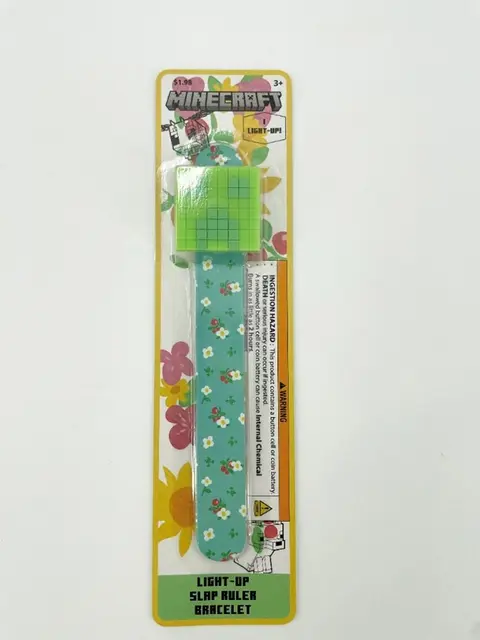 Innovative Designs Recalls Minecraft Light-Up Slap Ruler Bracelets Due to Risk of Serious Injury or Death from Button Cell Battery Ingestion Hazard; Violates Mandatory Standard for Toys: Recalled Minecraft Light-Up Slap Ruler Bracelet, Model 718075MCR - Front, photo 3 of 4