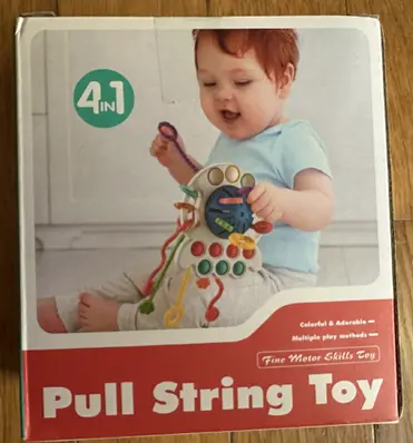 Tiyol Pull String Teething Toys Recalled Due to Risk of Serious Injury or Death from Choking; Violates Mandatory Standard for Toys; Sold on Amazon by ZW Creations: Recalled Tiyol Pull String Teething Toy (front of product packaging), photo 2 of 4