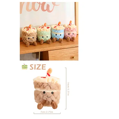 Jouet en peluche en forme de gâteau mignon, 1 unité, décoration de gâteau mignon pour sacs et clés, photo 4 of 4