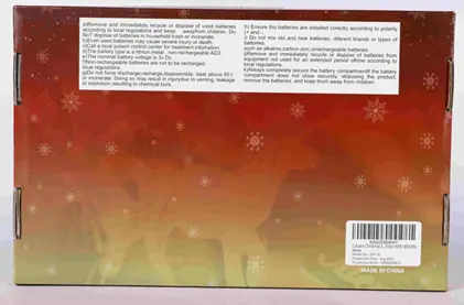 Coluans Christmas Light-Up Rings Recalled Due to Risk of Serious Injury or Death from Battery Ingestion Hazard; Violates Mandatory Standard for Toys; Sold on Amazon by BUDI Official: Back of package, photo 4 of 4