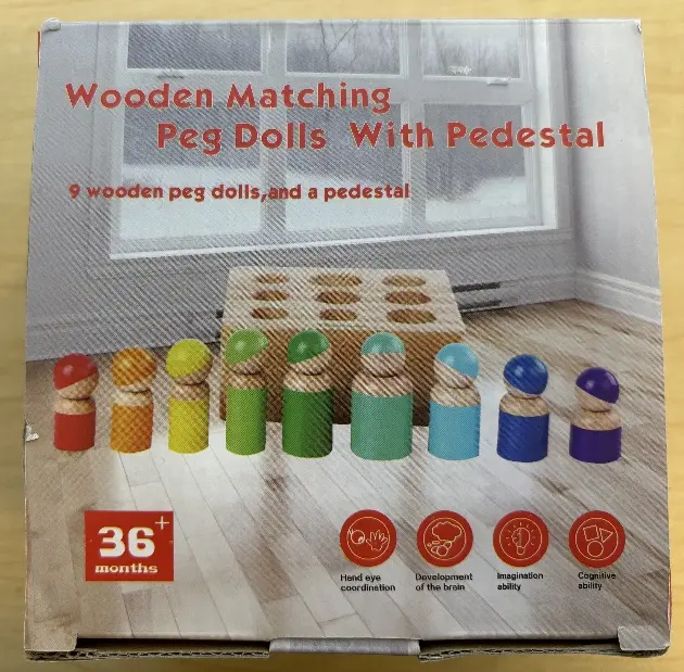 Xylolin Peg Doll Toy Sets Recalled Due to Risk of Serious Injury or Death from Choking Hazard; Violation of Federal Regulations for Toys; Sold Exclusively on Amazon.com by Babywants: Recalled Xylolin peg dolls with pedestal toy set - packaging, photo 2 of 3