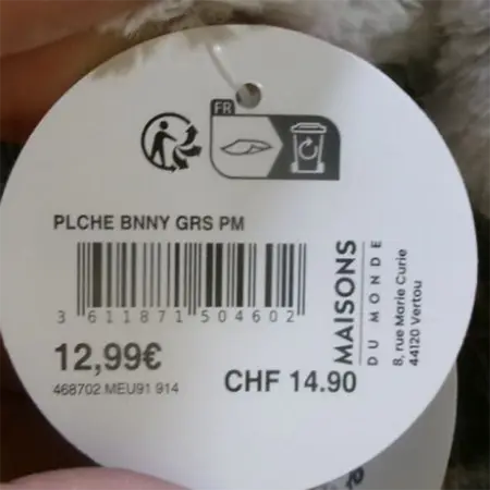 Peluche Bunny gris PM, photo 2 of 3