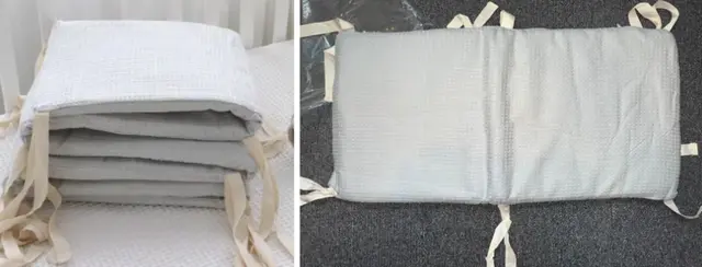 Little Pea Shop Crib Bumpers Recalled Due to Risk of Serious Injury or Death from Suffocation; Violates Federal Crib Bumper Ban; Sold by Little Pea Shop: Recalled Little Pea Shop Crib Bumpers – "Waffle Bedding Accessory" in gray, photo 1 of 3