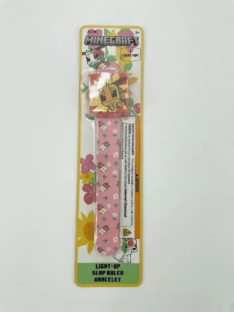 Innovative Designs Recalls Minecraft Light-Up Slap Ruler Bracelets Due to Risk of Serious Injury or Death from Button Cell Battery Ingestion Hazard; Violates Mandatory Standard for Toys: Recalled Minecraft Light-Up Slap Ruler Bracelet, Model 718508MCR - Front, photo 1 of 4