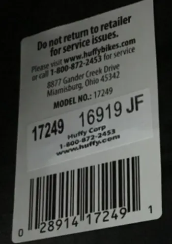 Huffy Recalls Torex UTV Ride-On Toys Due to Fire Hazard; Sold Exclusively at Walmart: Model number and date code located on underside of recalled Huffy Torex, photo 3 of 3