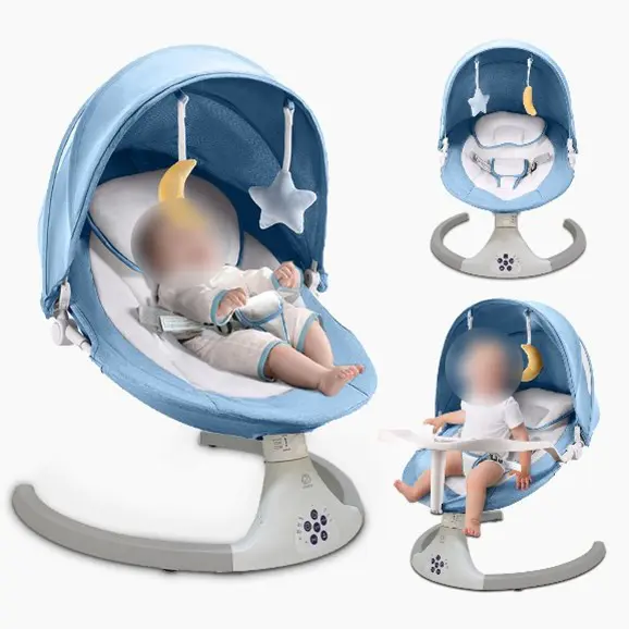 ZRWD Infant Swings Recalled Due to Risk of Serious Injury or Death from Suffocation Hazard; Multiple Federal Safety Violations; Sold Exclusively on Amazon.com by ZRWD: Recalled ZRWD Infant Swing with Blue and White Fabric, White Base and Plush Toys, photo 4 of 4