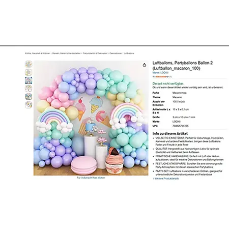 Luftballons, Partyballomns Ballon 2 (Luftballon_macaron_100), photo 2 of 2
