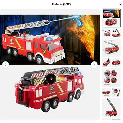 Camion de pompiers avec échelle pompier, grand modèle, jouet, camion d'arrosage, photo 1 of 4