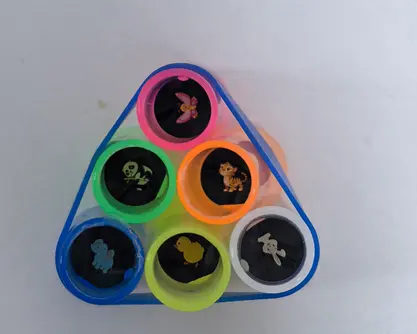 Oitnlaughter Projecting Finger Light Toys Recalled Due to Risk of Serious Injury or Death from Battery Ingestion; Violate Mandatory Standard for Toys; Sold on Amazon by Delightmi: The recalled Oitnlaughter finger lights project six animal designs (tiger, elephant, rabbit, panda, butterfly and duck), photo 3 of 3