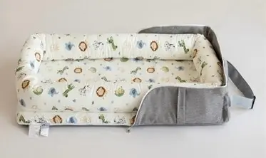 Joyful Journeys Recalls Baby Loungers Due to Risk of Serious Injury or Death from Entrapment and Fall Hazards; Violates Mandatory Standard for Infant Sleep Products: Recalled Joyful Journeys Baby Lounger in blue zoo animals, photo 1 of 4