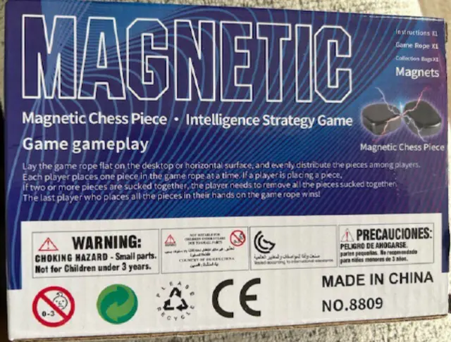 Magnetic Chess Games Recalled Due to Risk of Serious Injury or Death from Magnet Ingestion; Violates Mandatory Standard for Toys; Sold on Amazon by Kaiwenshangpin: Recalled Magnetic Chess Game (back of box), photo 3 of 4