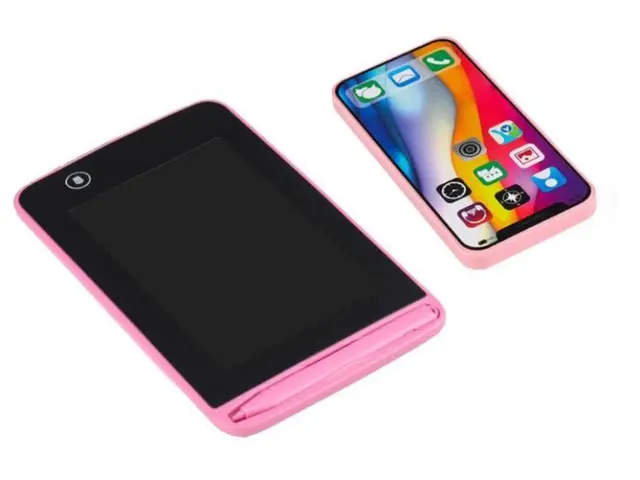 Meaicezli Play Purse Sets Recalled Due to Risk of Serious Injury or Death from Battery Ingestion; Violates Mandatory Standard for Toys; Sold on Amazon by Angeer-US: Recalled Meaicezli Toy Cell Phone and Writing Tablet (front view), photo 3 of 4